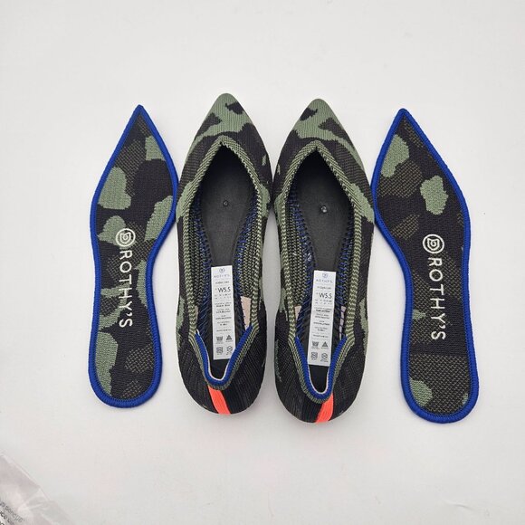 Rothys The Point Olive Camo Slip On Flats Womens Size 5.5 NEW - Picture 6 of 7